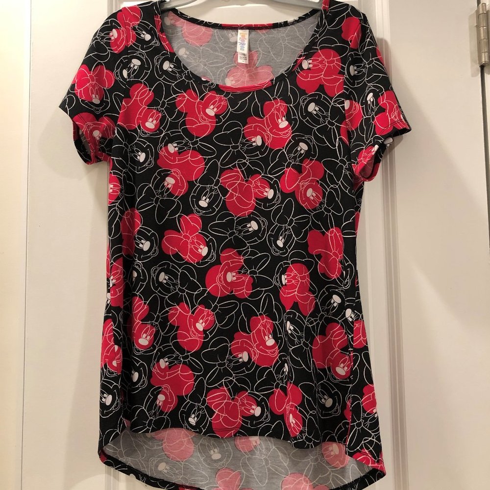 Lula Roe Minnie Iram Shirt in Black and Pink